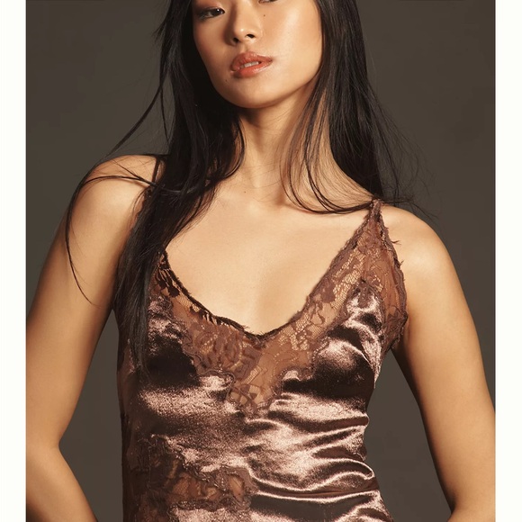 By Anthropologie Satin Lace Midi Pajama Dress - Picture 3 of 8